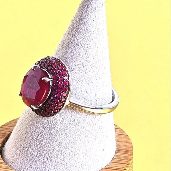 925 Sterling Silver Ring Sz 7.75 with Natural Ruby Gemstone - Picture 6 of 15